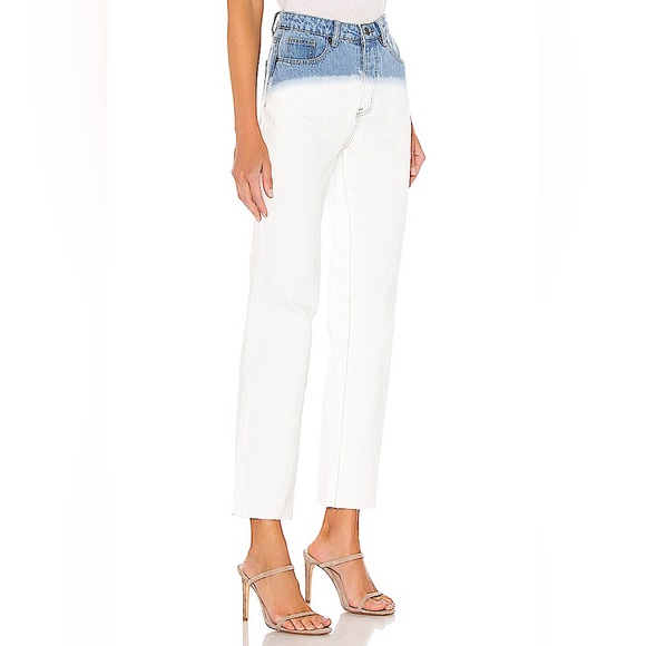 Superdown NWOT Claire Ombré Blue to White Raw Hem Relaxed Jeans Sz 26 Revolve - Picture 4 of 10